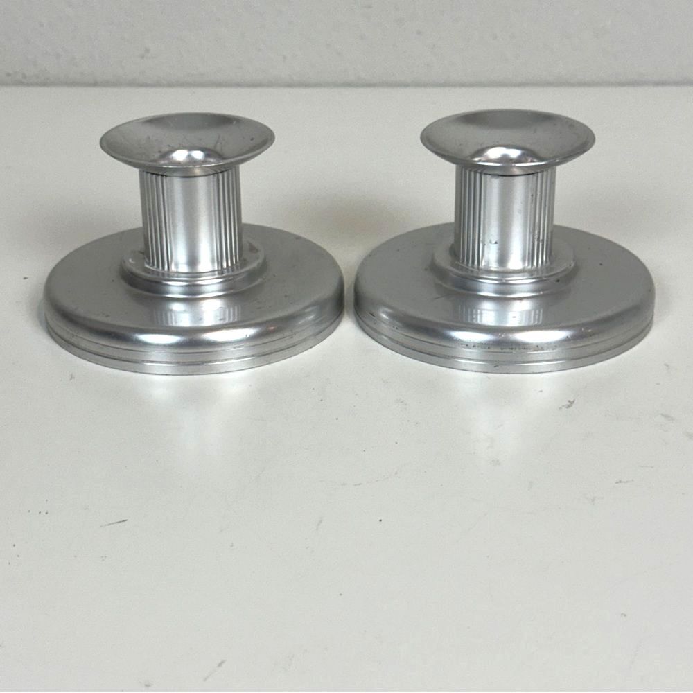Vintage Kensington Aluminum Art Deco Candle Stick Holders 2.5x4”